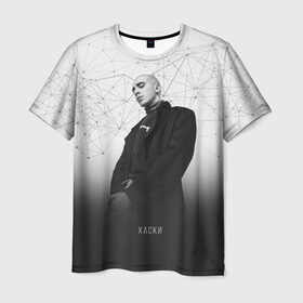 Мужская футболка 3D с принтом Хаски Geometry в Новосибирске, 100% полиэфир | прямой крой, круглый вырез горловины, длина до линии бедер | Тематика изображения на принте: rap | дмитрий кузнецов | рэп | рэпер | хаски