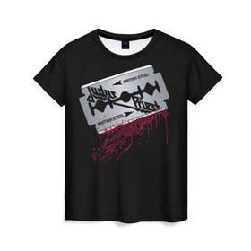 Женская футболка 3D с принтом Judas Priest в Новосибирске, 100% полиэфир ( синтетическое хлопкоподобное полотно) | прямой крой, круглый вырез горловины, длина до линии бедер | group | hard | havy | judas | metal | priest | rock | speed | группа | джудас | метал | музыка | о.м.с.к. | прайст | рок | тяжелый | хард | хэви