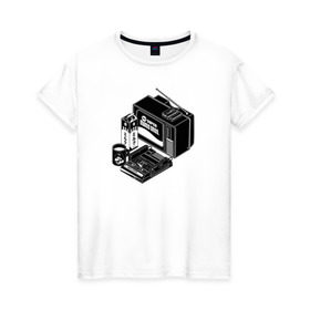 Женская футболка хлопок с принтом Old School в Новосибирске, 100% хлопок | прямой крой, круглый вырез горловины, длина до линии бедер, слегка спущенное плечо | dendy | nintendo | super mario bros. | tv | денди | марио | нинтендо | тв