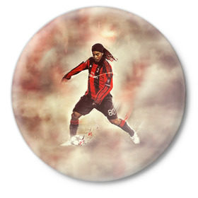 Значок с принтом Ronaldinho в Новосибирске,  металл | круглая форма, металлическая застежка в виде булавки | Тематика изображения на принте: ronaldinho | роналдиньо | роналдинью | рональдиньо
