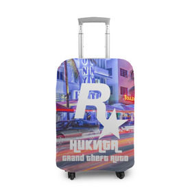 Чехол для чемодана 3D с принтом Никита в стиле GTA в Новосибирске, 86% полиэфир, 14% спандекс | двустороннее нанесение принта, прорези для ручек и колес | game | grand theft auto v | gta 5 | gta online | gta v | город | игры | имена | никита