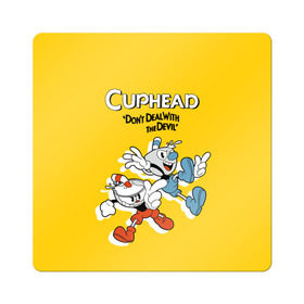 Магнит виниловый Квадрат с принтом Cuphead в Новосибирске, полимерный материал с магнитным слоем | размер 9*9 см, закругленные углы | Тематика изображения на принте: cuphead | капхед | компьтерная игра