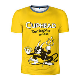Мужская футболка 3D спортивная с принтом Cuphead в Новосибирске, 100% полиэстер с улучшенными характеристиками | приталенный силуэт, круглая горловина, широкие плечи, сужается к линии бедра | cuphead | капхед | компьтерная игра