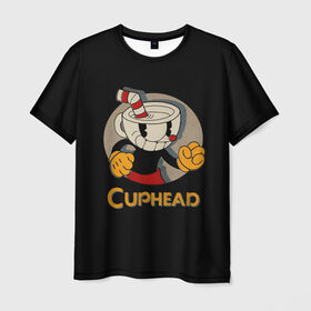 Мужская футболка 3D с принтом Cuphead в Новосибирске, 100% полиэфир | прямой крой, круглый вырез горловины, длина до линии бедер | cuphead | капхед | компьтерная игра