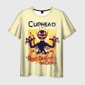 Мужская футболка 3D с принтом Cuphead в Новосибирске, 100% полиэфир | прямой крой, круглый вырез горловины, длина до линии бедер | cuphead | капхед | компьтерная игра