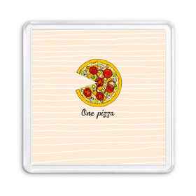 Магнит 55*55 с принтом One love, One pizza в Новосибирске, Пластик | Размер: 65*65 мм; Размер печати: 55*55 мм | Тематика изображения на принте: 14 февраля | love | pizza | valentine | любовь