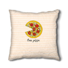 Подушка 3D с принтом One love, One pizza в Новосибирске, наволочка – 100% полиэстер, наполнитель – холлофайбер (легкий наполнитель, не вызывает аллергию). | состоит из подушки и наволочки. Наволочка на молнии, легко снимается для стирки | 14 февраля | love | pizza | valentine | любовь
