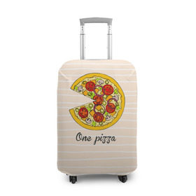 Чехол для чемодана 3D с принтом One love, One pizza в Новосибирске, 86% полиэфир, 14% спандекс | двустороннее нанесение принта, прорези для ручек и колес | Тематика изображения на принте: 14 февраля | love | pizza | valentine | любовь