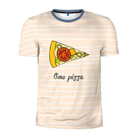 Мужская футболка 3D спортивная с принтом One Love, One Pizza в Новосибирске, 100% полиэстер с улучшенными характеристиками | приталенный силуэт, круглая горловина, широкие плечи, сужается к линии бедра | Тематика изображения на принте: 