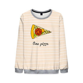 Мужской свитшот 3D с принтом One Love, One Pizza в Новосибирске, 100% полиэстер с мягким внутренним слоем | круглый вырез горловины, мягкая резинка на манжетах и поясе, свободная посадка по фигуре | Тематика изображения на принте: 