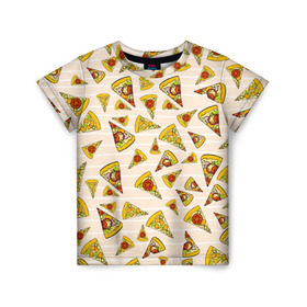 Детская футболка 3D с принтом Pizza love в Новосибирске, 100% гипоаллергенный полиэфир | прямой крой, круглый вырез горловины, длина до линии бедер, чуть спущенное плечо, ткань немного тянется | 14 февраля | love | pizza | valentine | любовь