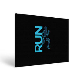Холст прямоугольный с принтом RUN в Новосибирске, 100% ПВХ |  | Тематика изображения на принте: бег | зал | здоровья | сила | синий | спорт | темный | человек