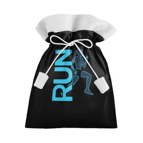 Подарочный 3D мешок с принтом RUN в Новосибирске, 100% полиэстер | Размер: 29*39 см | Тематика изображения на принте: бег | зал | здоровья | сила | синий | спорт | темный | человек