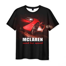 Мужская футболка 3D с принтом McLaren - жажда скорости в Новосибирске, 100% полиэфир | прямой крой, круглый вырез горловины, длина до линии бедер | auto | mclaren 570s | авто | автомобиль | машина | суперкар | тачка