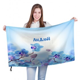 Флаг 3D с принтом Лидия в Новосибирске, 100% полиэстер | плотность ткани — 95 г/м2, размер — 67 х 109 см. Принт наносится с одной стороны | flower | name | spring | букет | весна | имена | имя | лидия | природа | узор | цветочный | цветы