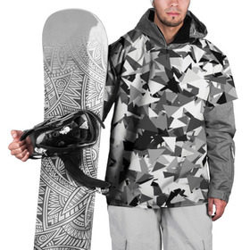 Накидка на куртку 3D с принтом Городской серый камуфляж в Новосибирске, 100% полиэстер |  | армия | геометрический | геометрия | маскировка | милитари | паттерн | текстура | треугольники | чернобелый