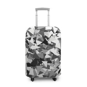 Чехол для чемодана 3D с принтом Городской серый камуфляж в Новосибирске, 86% полиэфир, 14% спандекс | двустороннее нанесение принта, прорези для ручек и колес | армия | геометрический | геометрия | маскировка | милитари | паттерн | текстура | треугольники | чернобелый