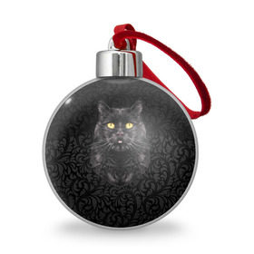 Ёлочный шар с принтом Чёрный котик в Новосибирске, Пластик | Диаметр: 77 мм | кошка | чёрная