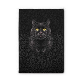 Обложка для автодокументов с принтом Чёрный котик в Новосибирске, натуральная кожа |  размер 19,9*13 см; внутри 4 больших “конверта” для документов и один маленький отдел — туда идеально встанут права | кошка | чёрная