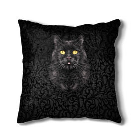 Подушка 3D с принтом Чёрный котик в Новосибирске, наволочка – 100% полиэстер, наполнитель – холлофайбер (легкий наполнитель, не вызывает аллергию). | состоит из подушки и наволочки. Наволочка на молнии, легко снимается для стирки | Тематика изображения на принте: кошка | чёрная