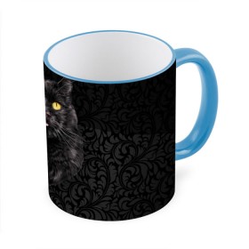 Кружка 3D с принтом Чёрный котик в Новосибирске, керамика | ёмкость 330 мл | Тематика изображения на принте: кошка | чёрная