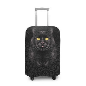 Чехол для чемодана 3D с принтом Чёрный котик в Новосибирске, 86% полиэфир, 14% спандекс | двустороннее нанесение принта, прорези для ручек и колес | Тематика изображения на принте: кошка | чёрная