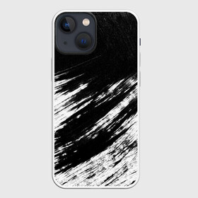 Чехол для iPhone 13 mini с принтом abstraction blackwhite в Новосибирске,  |  | abstraction | watercolor | абстракция красок | акварель | брызги красок | живопись | краска | потертость красок | размытые краски | текстуры | черно белый | яркие | яркие краски