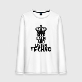 Мужской лонгслив хлопок с принтом Keep calm and listen Techno в Новосибирске, 100% хлопок |  | ebm | edm | hi nrg | techno | габбер | даб | детройт | дип | индастриал | италиан | минимал | музыка | синтипоп | тек хаус | техно | фанк | хард | чикаго хаус | шранц | эйсид | электро | электронная