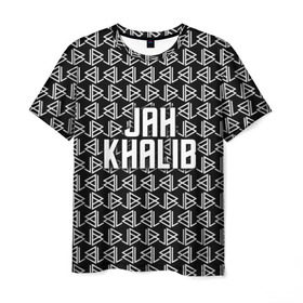 Мужская футболка 3D с принтом Jah Khalib в Новосибирске, 100% полиэфир | прямой крой, круглый вырез горловины, длина до линии бедер | jah khalib | jahkhalib | snd | znnkn | бахтияр мамедов | битмейкер | джа калиб | джакалиб | джах халиб | если че | жах халиб | певец | продюсер | реп | репер | рэп | рэпер | хип хоп | хипхоп | я баха