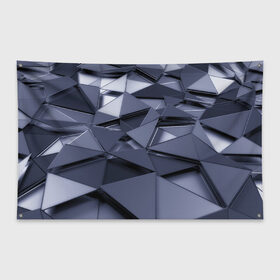 Флаг-баннер с принтом Metalic geometry в Новосибирске, 100% полиэстер | размер 67 х 109 см, плотность ткани — 95 г/м2; по краям флага есть четыре люверса для крепления | abstraction | geometry | polygon | абстракция | геометрия | грань | краски | кубик | кубики | линии | мозаика | полигон | разноцветные | ребро | текстура | тени | узор