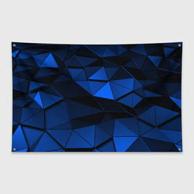 Флаг-баннер с принтом Blue abstraction collection в Новосибирске, 100% полиэстер | размер 67 х 109 см, плотность ткани — 95 г/м2; по краям флага есть четыре люверса для крепления | abstraction | geometry | polygon | абстракция | геометрия | грань | краски | кубик | кубики | линии | мозаика | полигон | разноцветные | ребро | текстура | тени | узор