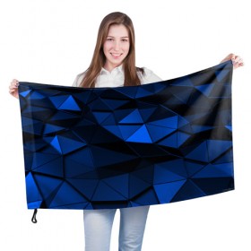 Флаг 3D с принтом Blue abstraction collection в Новосибирске, 100% полиэстер | плотность ткани — 95 г/м2, размер — 67 х 109 см. Принт наносится с одной стороны | abstraction | geometry | polygon | абстракция | геометрия | грань | краски | кубик | кубики | линии | мозаика | полигон | разноцветные | ребро | текстура | тени | узор