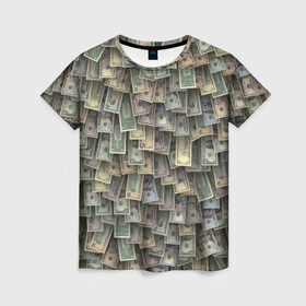 Женская футболка 3D с принтом Доллары США в Новосибирске, 100% полиэфир ( синтетическое хлопкоподобное полотно) | прямой крой, круглый вырез горловины, длина до линии бедер | dollar | forex | usa | банкноты | богатство | валюта | деньги | доллар | купюры | паттрен | трейдер | чешуя