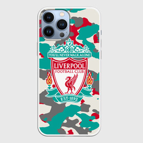 Чехол для iPhone 13 Pro Max с принтом FC Liverpool в Новосибирске,  |  | Тематика изображения на принте: england | football | liverpool fc | logo | sport | англия | арт | камуфляж | ливерпуль | лига | лого | милитари | спорт | текстура | фк | футбол | футбольный клуб | эмблема