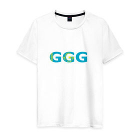 Мужская футболка хлопок с принтом Геннадий Головкин в Новосибирске, 100% хлопок | прямой крой, круглый вырез горловины, длина до линии бедер, слегка спущенное плечо. | ggg | golovkin | геннадий | головкин | казахстан | кз