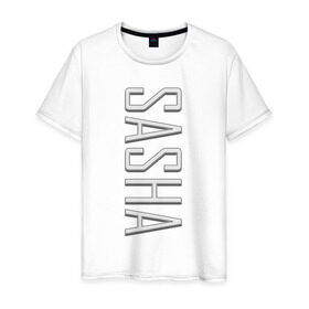 Мужская футболка хлопок с принтом Sasha-art в Новосибирске, 100% хлопок | прямой крой, круглый вырез горловины, длина до линии бедер, слегка спущенное плечо. | art | name | name sasha | sasha | sasha art | имена | имя | имя саша | саша