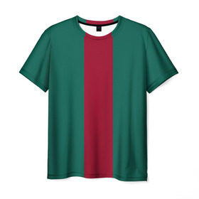 Мужская футболка 3D с принтом Зеленый/бордовый в Новосибирске, 100% полиэфир | прямой крой, круглый вырез горловины, длина до линии бедер | gucci | гучи | гуччи | полосы