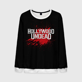 Мужской свитшот 3D с принтом Hollywood Undead в Новосибирске, 100% полиэстер с мягким внутренним слоем | круглый вырез горловины, мягкая резинка на манжетах и поясе, свободная посадка по фигуре | band | blood | hollywood undead | metal | music | rock | атрибутика | группа | кровь | метал | музыка | рок