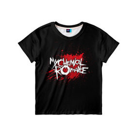 Детская футболка 3D с принтом My Chemical Romance в Новосибирске, 100% гипоаллергенный полиэфир | прямой крой, круглый вырез горловины, длина до линии бедер, чуть спущенное плечо, ткань немного тянется | band | blood | metal | music | my chemical romance | rock | атрибутика | группа | кровь | метал | музыка | рок