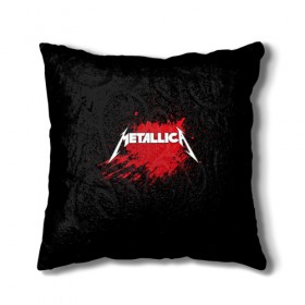 Подушка 3D с принтом Metallica в Новосибирске, наволочка – 100% полиэстер, наполнитель – холлофайбер (легкий наполнитель, не вызывает аллергию). | состоит из подушки и наволочки. Наволочка на молнии, легко снимается для стирки | band | blood | metal | metallica | music | rock | атрибутика | группа | кровь | метал | музыка | рок