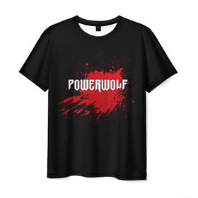 Мужская футболка 3D с принтом Powerwolf в Новосибирске, 100% полиэфир | прямой крой, круглый вырез горловины, длина до линии бедер | band | blood | metal | music | powerwolf | rock | атрибутика | группа | кровь | метал | музыка | рок