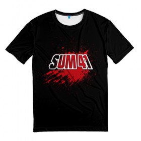 Мужская футболка 3D с принтом Sum 41 в Новосибирске, 100% полиэфир | прямой крой, круглый вырез горловины, длина до линии бедер | band | blood | metal | music | rock | sum 41 | атрибутика | группа | кровь | метал | музыка | рок
