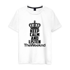 Мужская футболка хлопок с принтом Keep calm and listen The Weeknd в Новосибирске, 100% хлопок | прямой крой, круглый вырез горловины, длина до линии бедер, слегка спущенное плечо. | pbrb | pop | rb | the weeknd | trilogy | weeknd | xo | викенд | викнд | икс | иксо | макконен | музыкант | о | рнб | тесфайе | уикенд | уикнд | х | хип хоп | хипхоп | хо | эйбел | эр эн би
