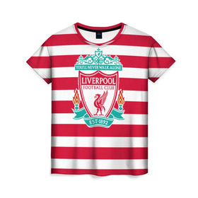 Женская футболка 3D с принтом FC Liverpool в Новосибирске, 100% полиэфир ( синтетическое хлопкоподобное полотно) | прямой крой, круглый вырез горловины, длина до линии бедер | england | football | liverpool fc | англия | ливерпуль | лого | фк | футбол | футбольный клуб