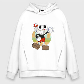 Мужское худи Oversize хлопок с принтом Cuphead в Новосибирске, френч-терри — 70% хлопок, 30% полиэстер. Мягкий теплый начес внутри —100% хлопок | боковые карманы, эластичные манжеты и нижняя кромка, капюшон на магнитной кнопке | Тематика изображения на принте: cuphead | капхед | капхэд