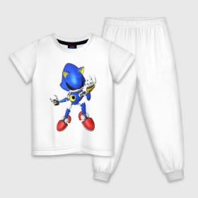 Детская пижама хлопок с принтом Metal Sonic в Новосибирске, 100% хлопок |  брюки и футболка прямого кроя, без карманов, на брюках мягкая резинка на поясе и по низу штанин
 | метал соник | металл соник