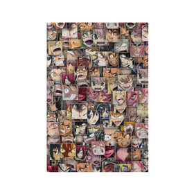 Обложка для паспорта матовая кожа с принтом Злые лица аниме в Новосибирске, натуральная матовая кожа | размер 19,3 х 13,7 см; прозрачные пластиковые крепления | комиксы | манга | паттерн | эмоции