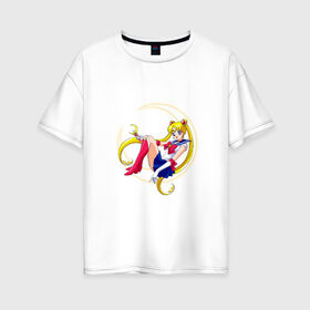 Женская футболка хлопок Oversize с принтом Sailor Moon в Новосибирске, 100% хлопок | свободный крой, круглый ворот, спущенный рукав, длина до линии бедер
 | sailor moon | sailormoon | сейлор мун | сейлормун