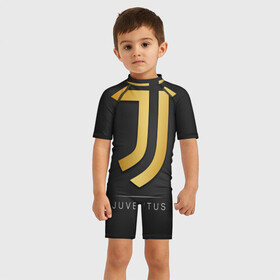 Детский купальный костюм 3D с принтом Juventus Gold Edition в Новосибирске, Полиэстер 85%, Спандекс 15% | застежка на молнии на спине | champions | italy | jeep | juventus | league | италия | лига | чемпионов | ювентус