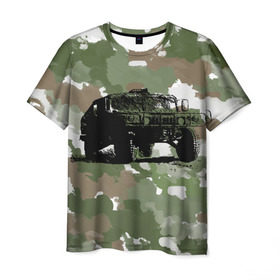 Мужская футболка 3D с принтом Jeep в Новосибирске, 100% полиэфир | прямой крой, круглый вырез горловины, длина до линии бедер | 23 февраля | hummer | jeep | авто | армейская | армия | внедорожник | военная | джип | камуфляж | милитари | россия | хамер